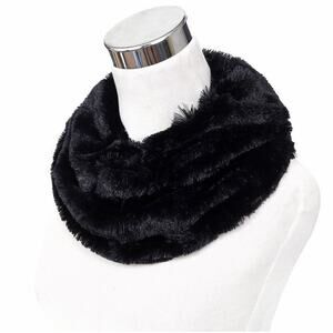 NEW | Premium Soft Solid Black Faux Fur Warm Infinity Scarf Snood